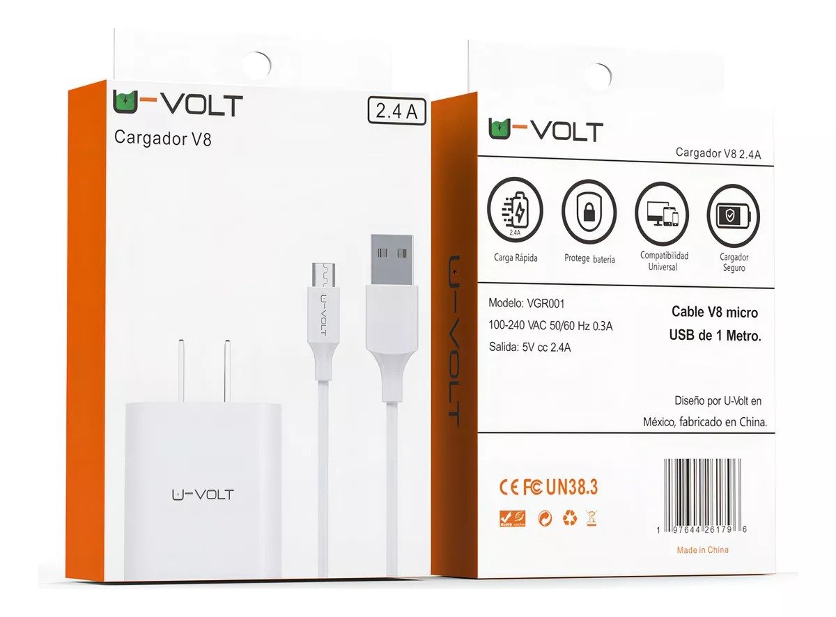 COMBO CARGADOR V8 2.4A UVOLT